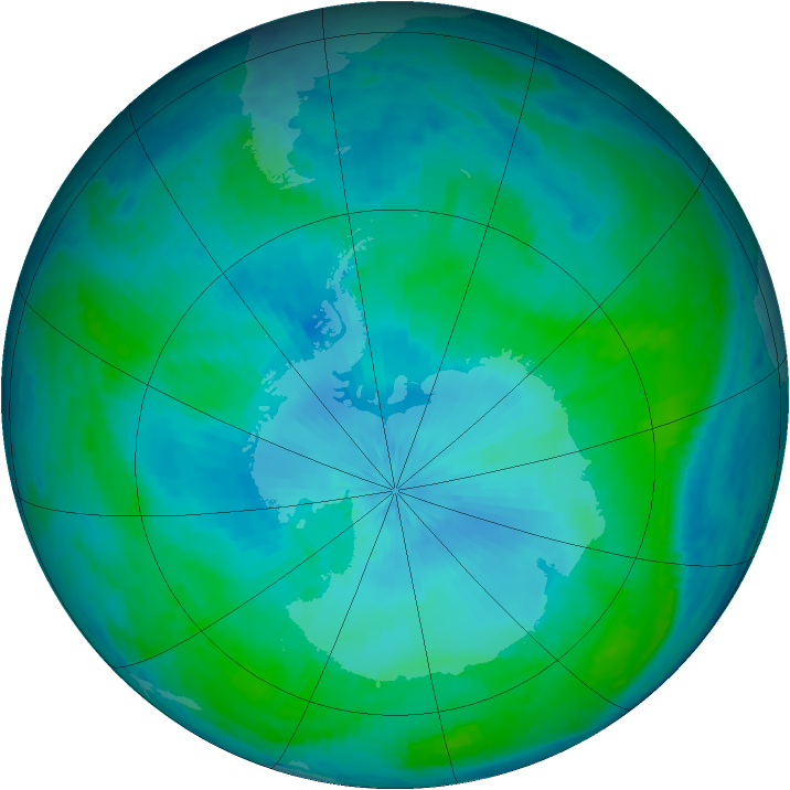 Antarctic ozone map for 11 February 2004